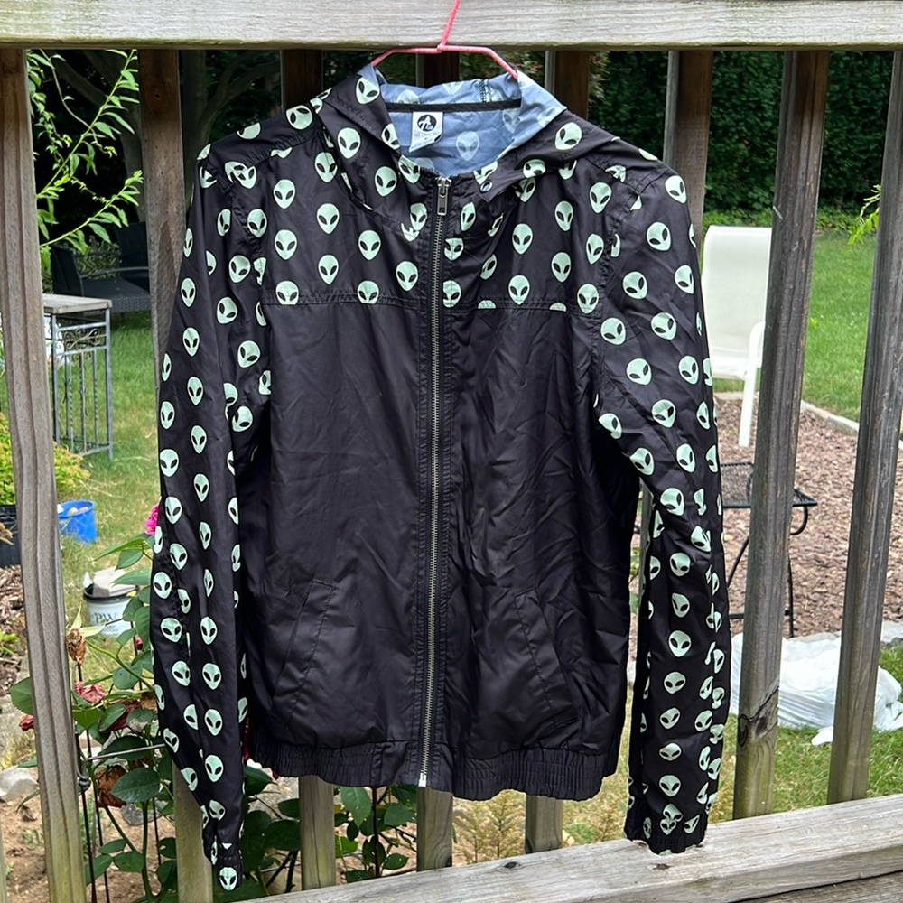 Alien Face glow in the dark nylon shell jacket